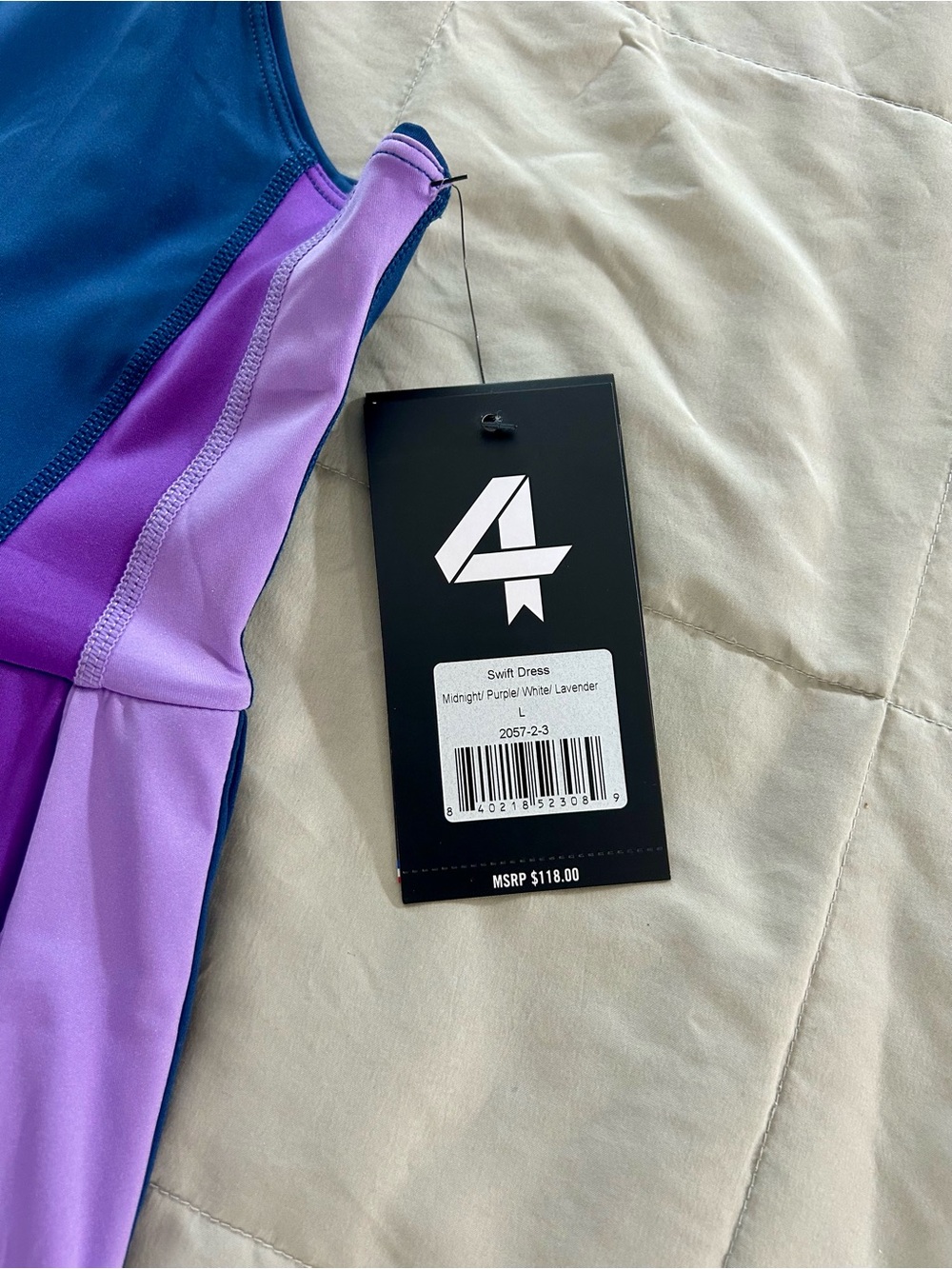 FourLaps Swift Dress Blue Pleated Tennis Dress, Purple Panel, Women’s Large - Picture 13 of 16
